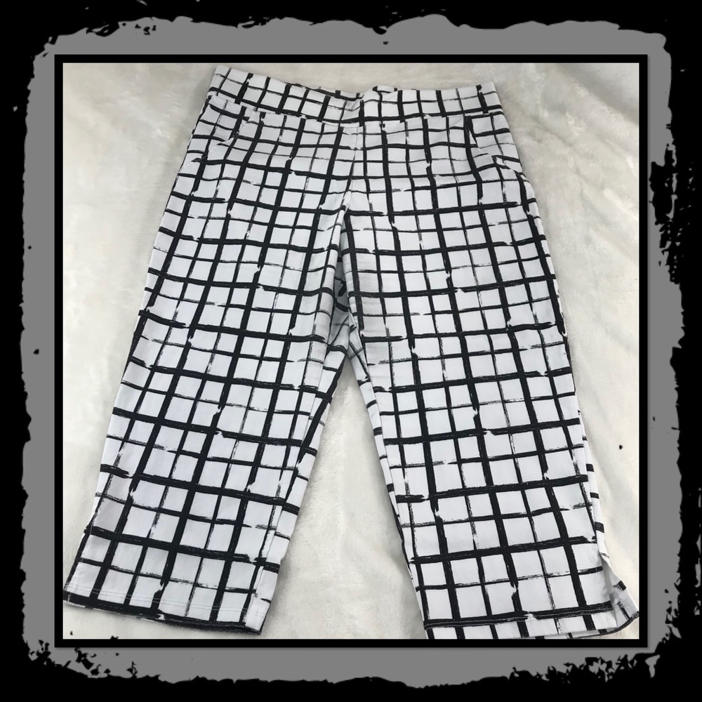 Lavish comfort ankle pants window pane wh and bl
